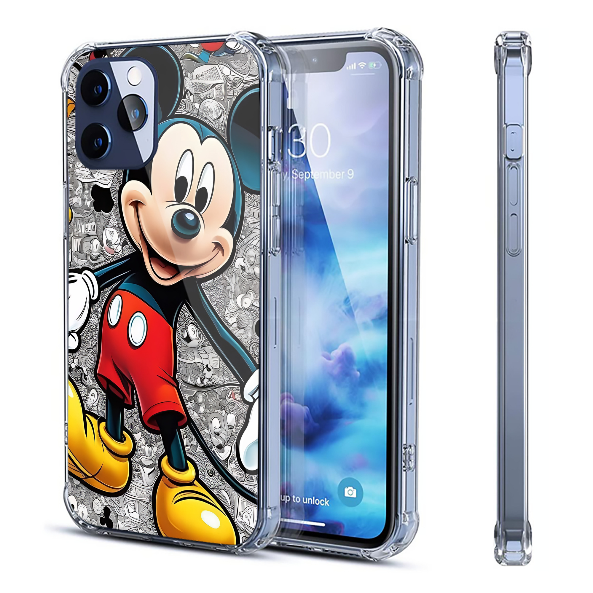 （画像用） ミッキーマウス Mickey Mouse 【iPhone 12シリーズ対応】透明スマホケース（クリアソフトケース）